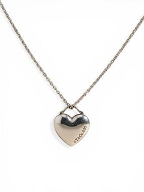 Tiffany & Co. Puff Heart 925 Sterling Silver Pendant Necklace - Vintage (90s)
